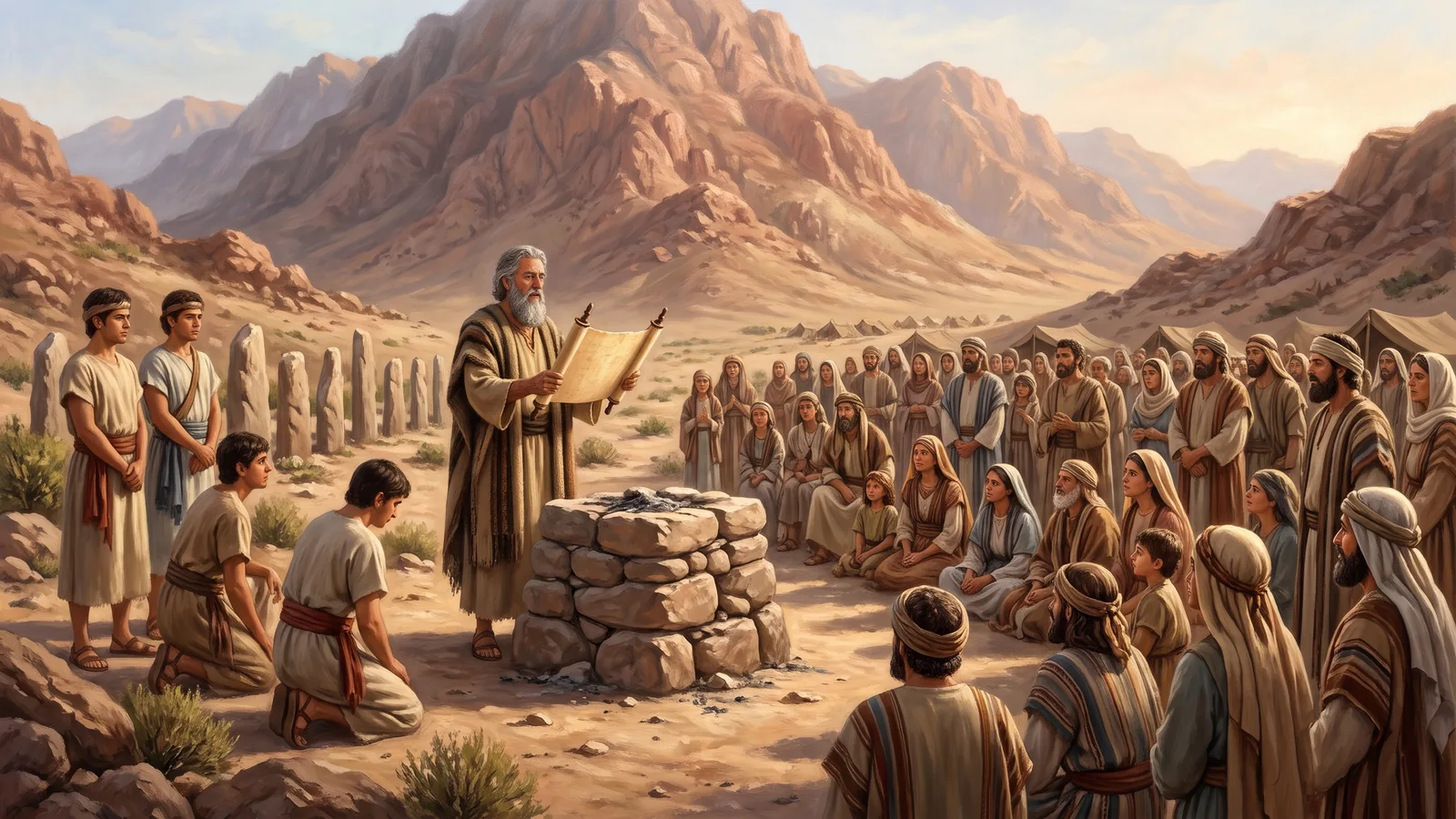 Moses reads the book of the covenant to the people